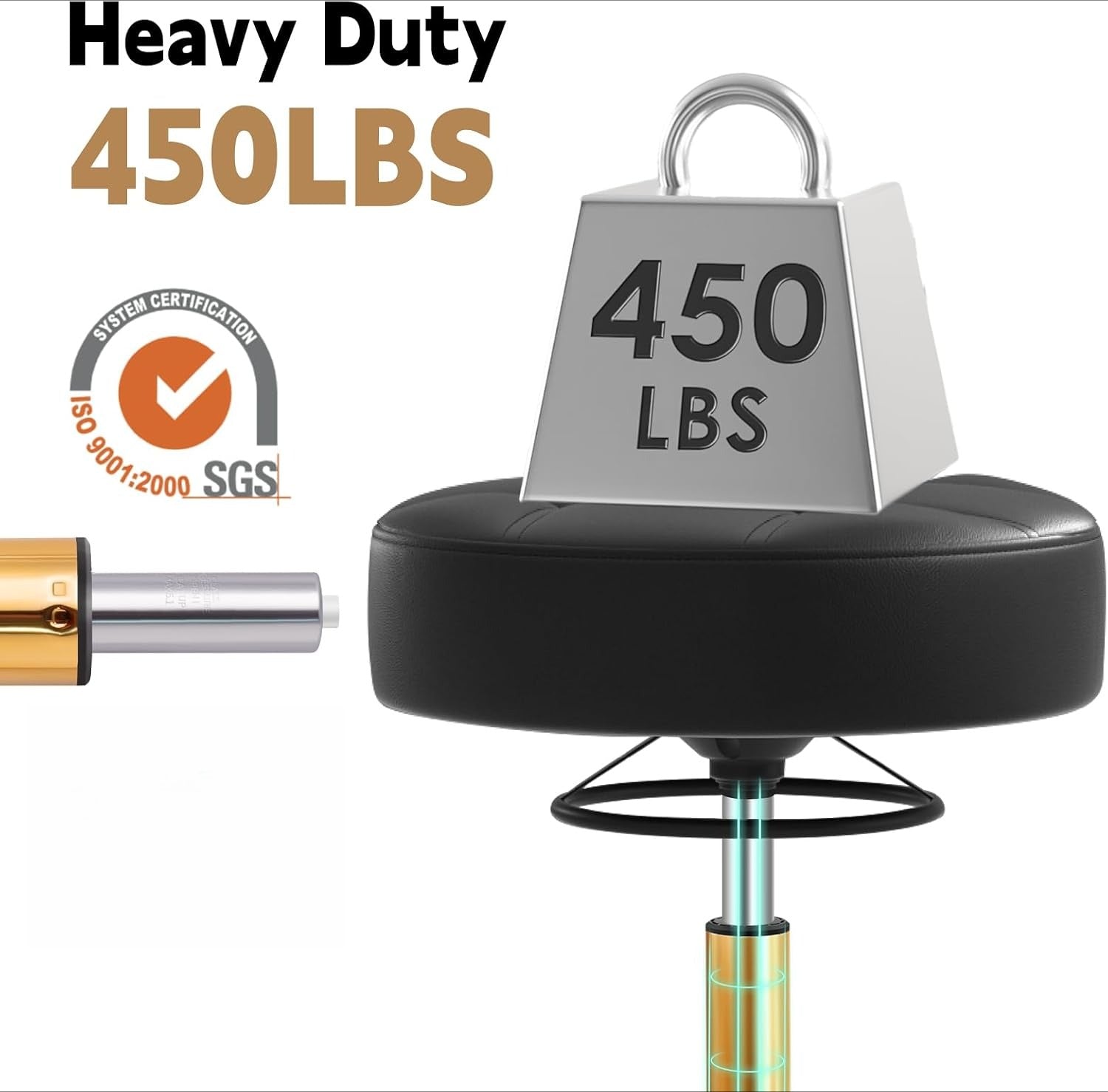 Heavy Duty Adjustable Rolling Swivel Stool