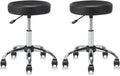 Set of 2 Adjustable Round Rolling Swivel Stools