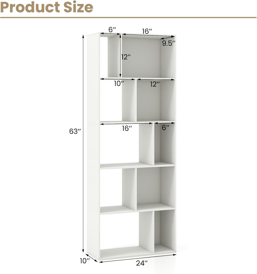 5-Tier Geometric Bookshelf