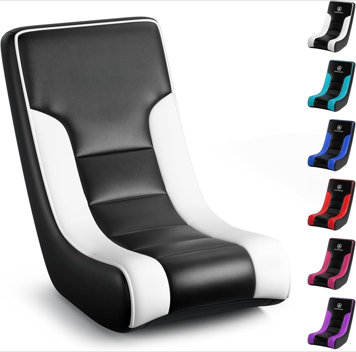Black & White Adjustable Floor Rocker Gaming Chair