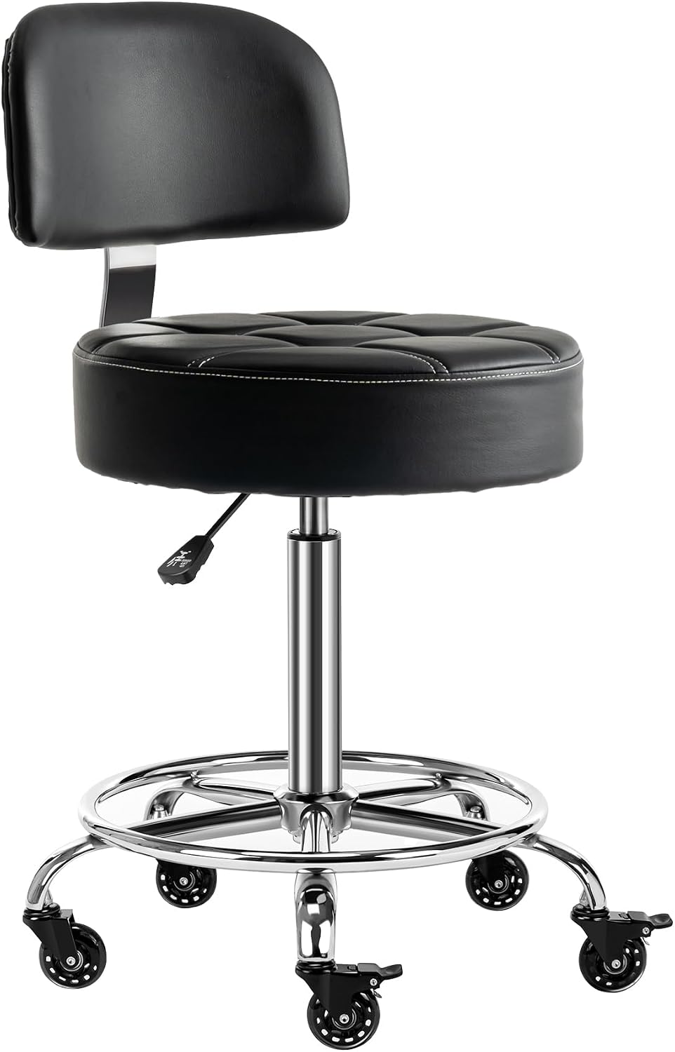Lockable Rolling Hydraulic Adjustable Stool with Backrest