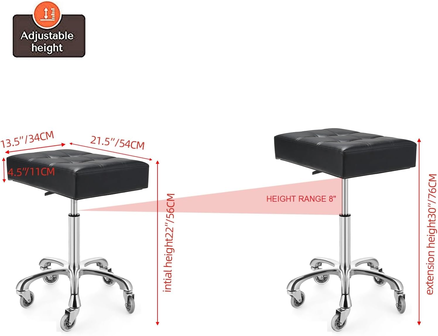 Heavy Duty Backless Adjustable Rolling Stool