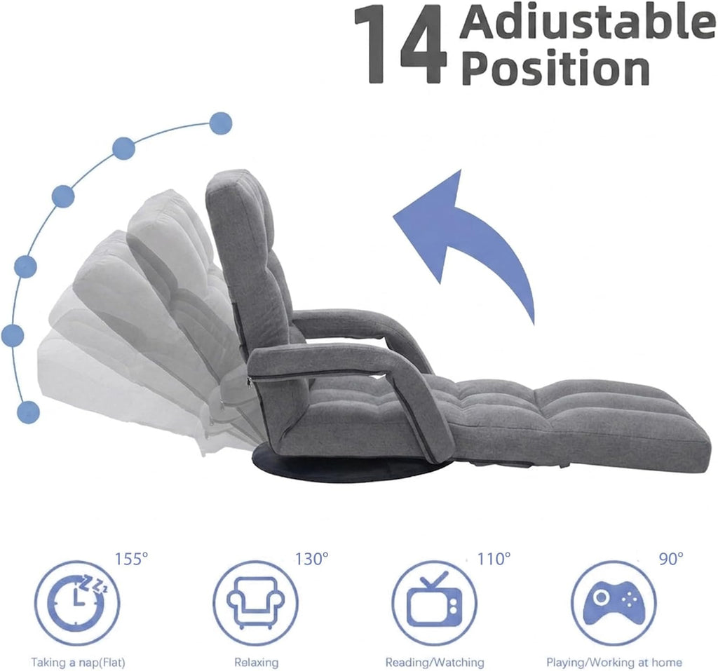 Grey Adjustable Reclining Swivel Floor Gaming Chair