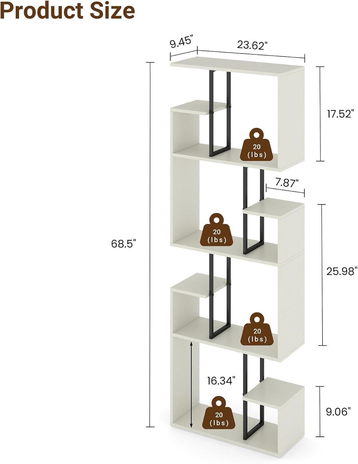 4-Tier Geometric Bookshelf