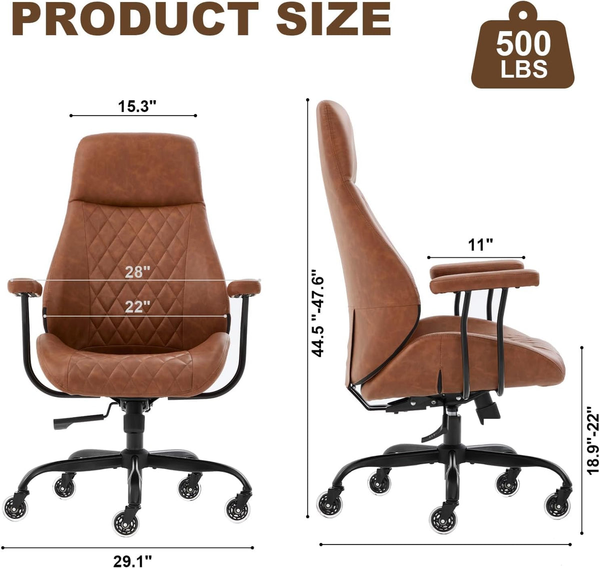 Mid-Century Modern Brown Leather Office Chair