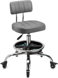 Adjustable Rolling Mechanic Stool with Backrest