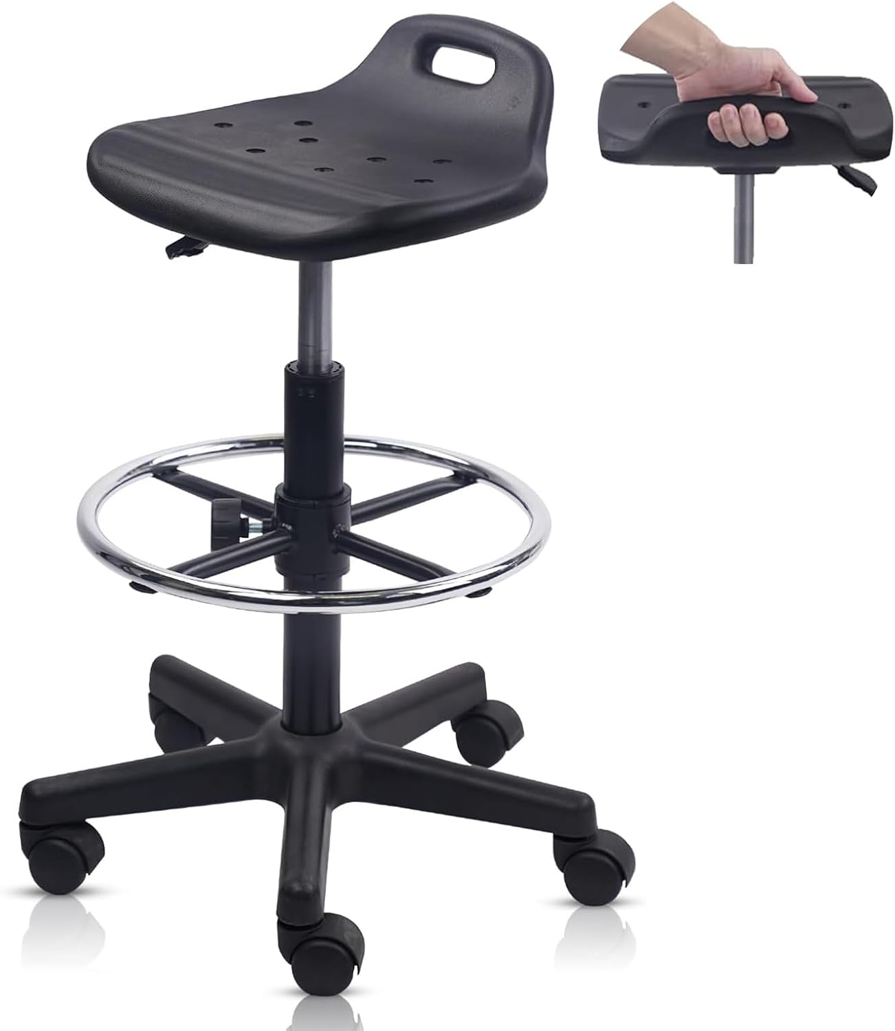 Adjustable Rolling Drafting Stool with Footrest