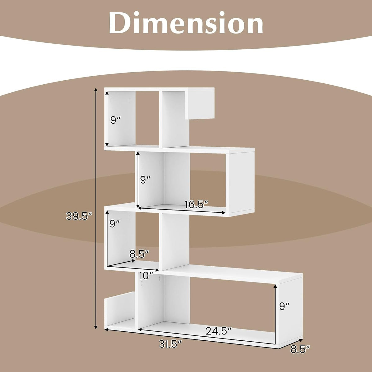 5-Tier S-Shaped Bookshelf