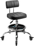 Adjustable Rolling Mechanic Stool with Backrest