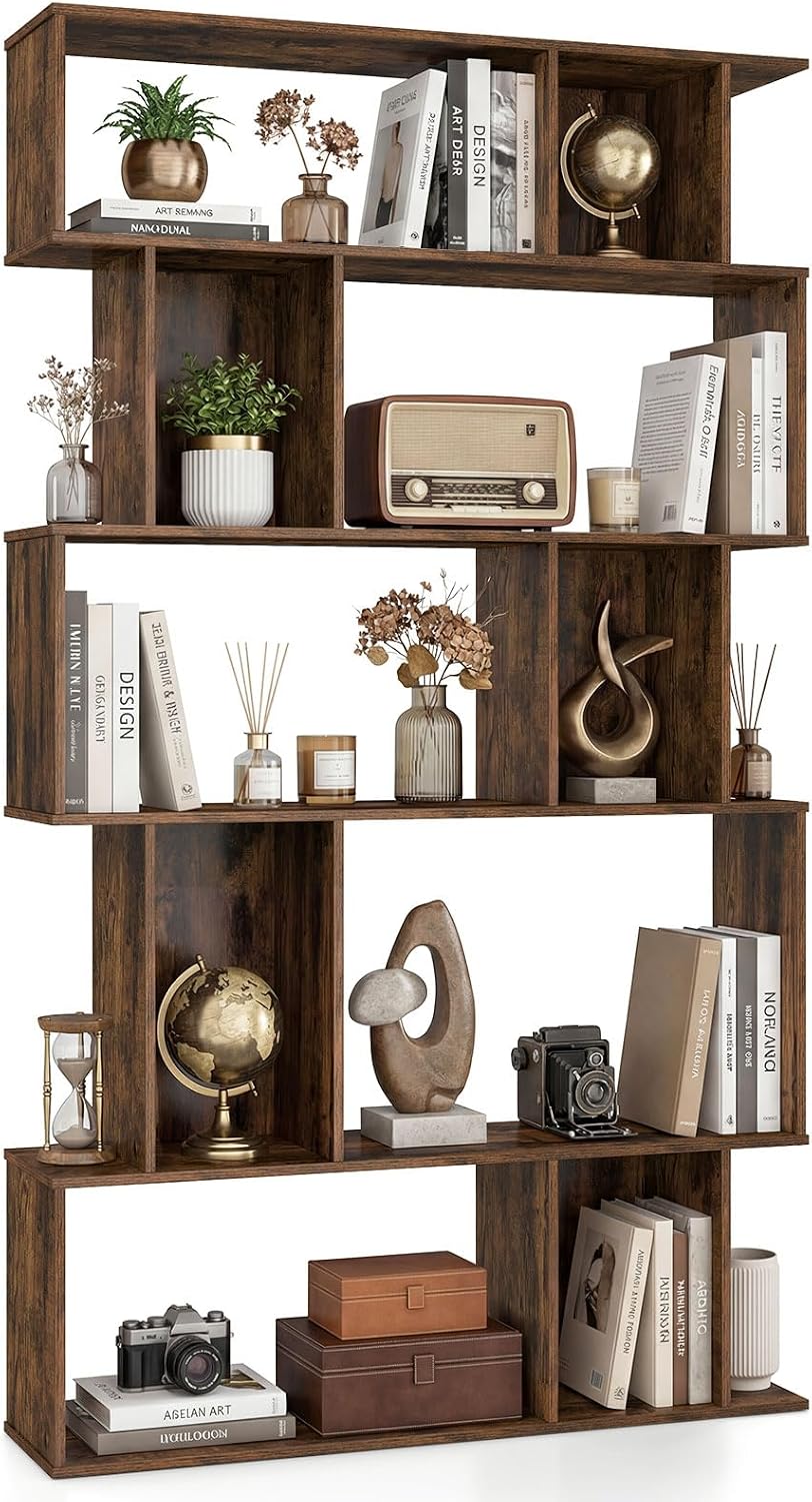 5-Tier Geometric Bookshelf