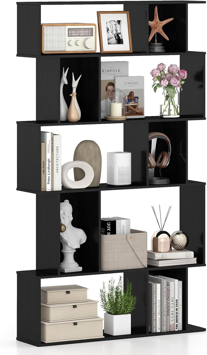 5-Tier S-Shaped Bookshelf