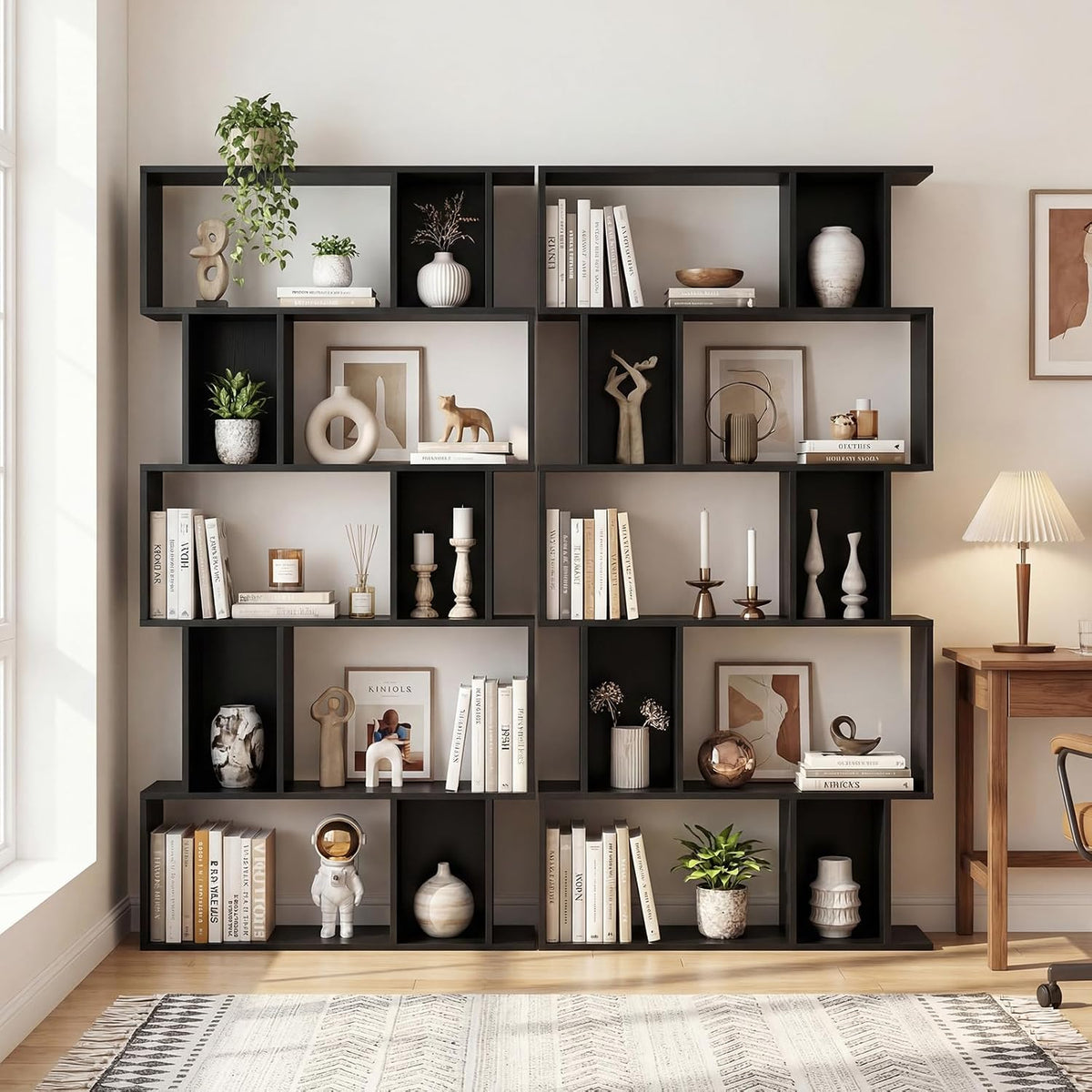 5-Tier S-Shaped Geometric Bookshelf