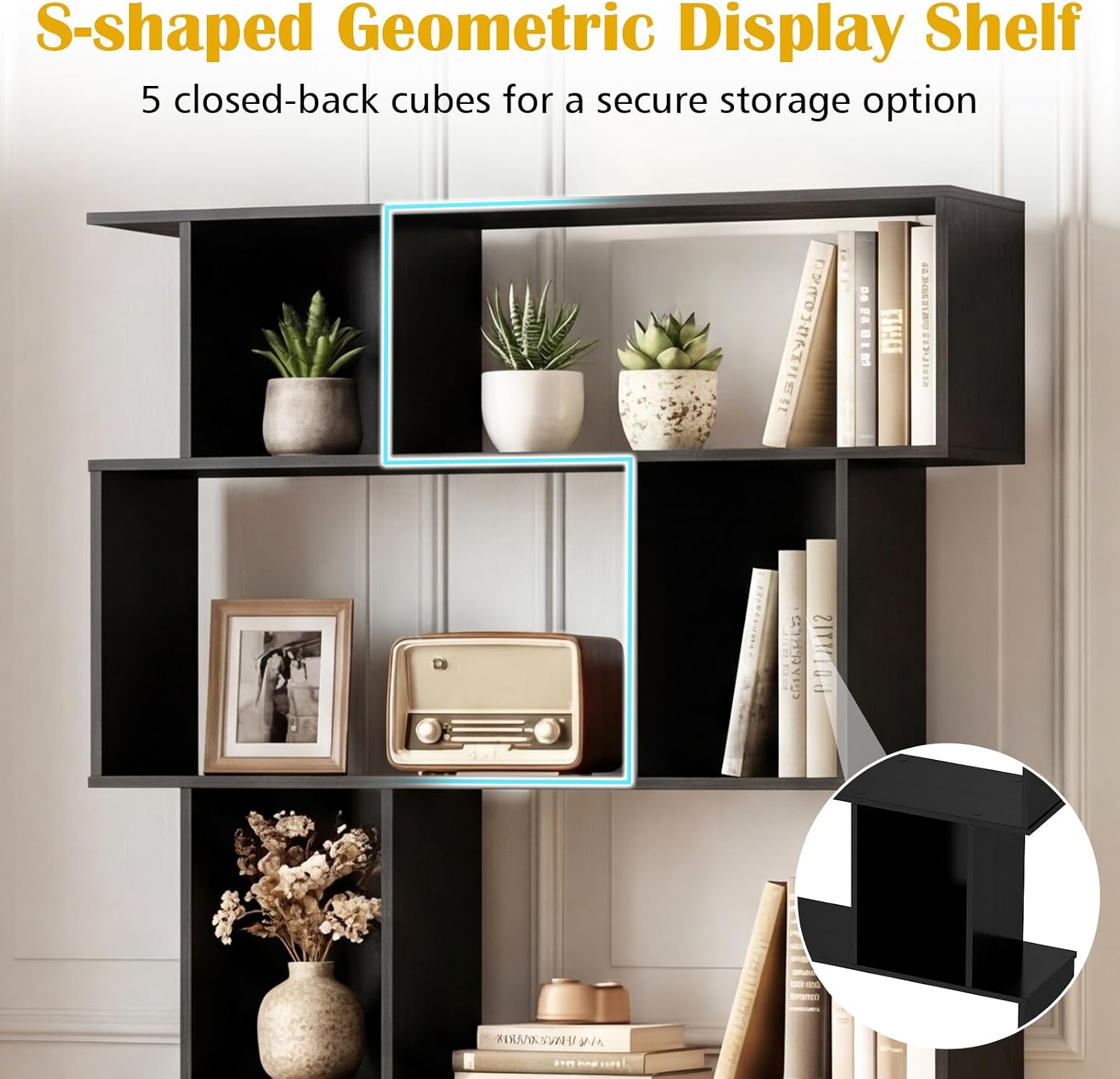 5-Tier S-Shaped Geometric Bookshelf