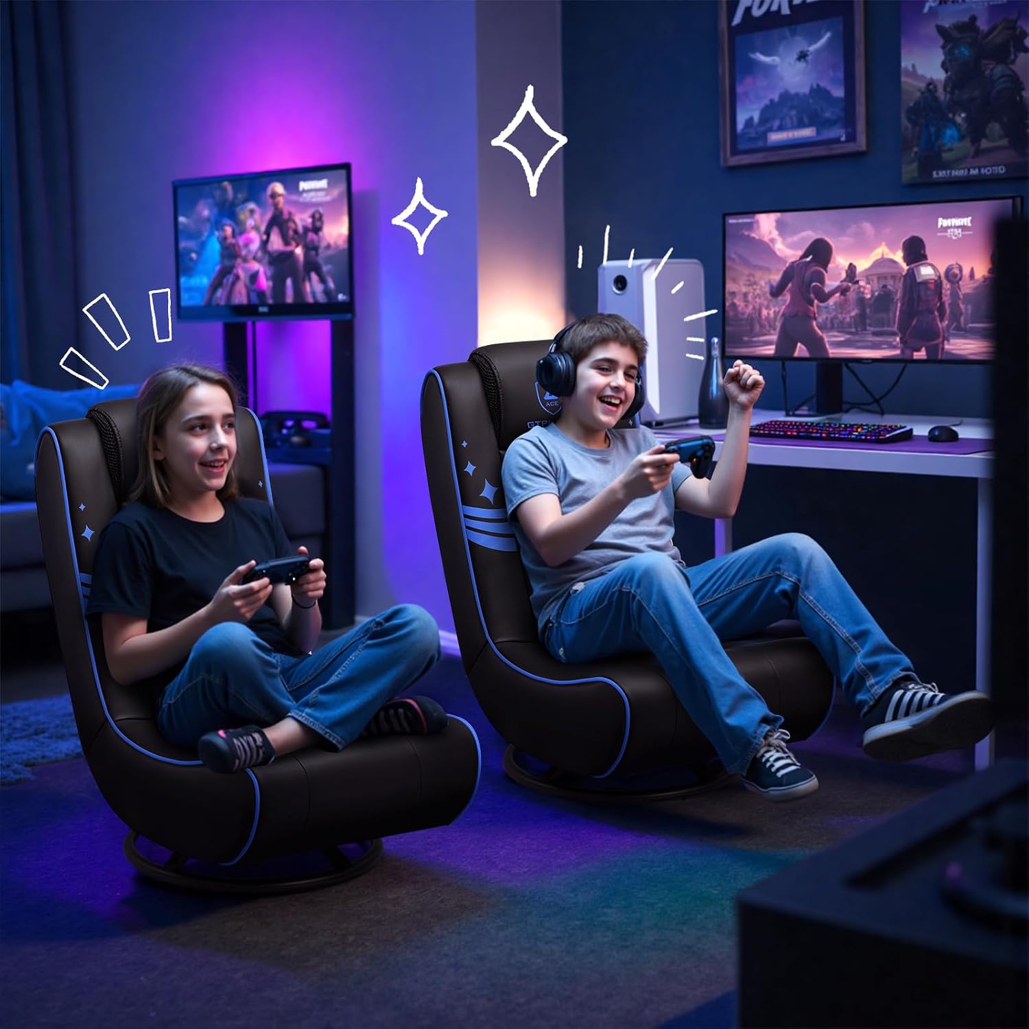 Foldable Swivel Floor Gaming Chair