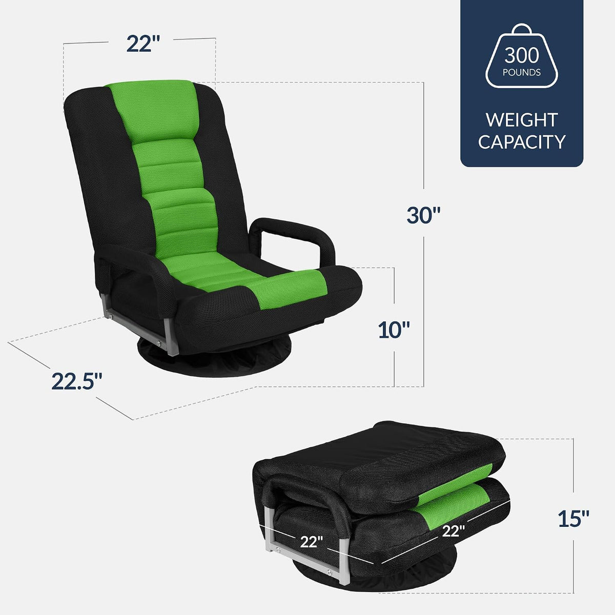 Best Choice Products Black & Green Swivel Floor Gaming Chair