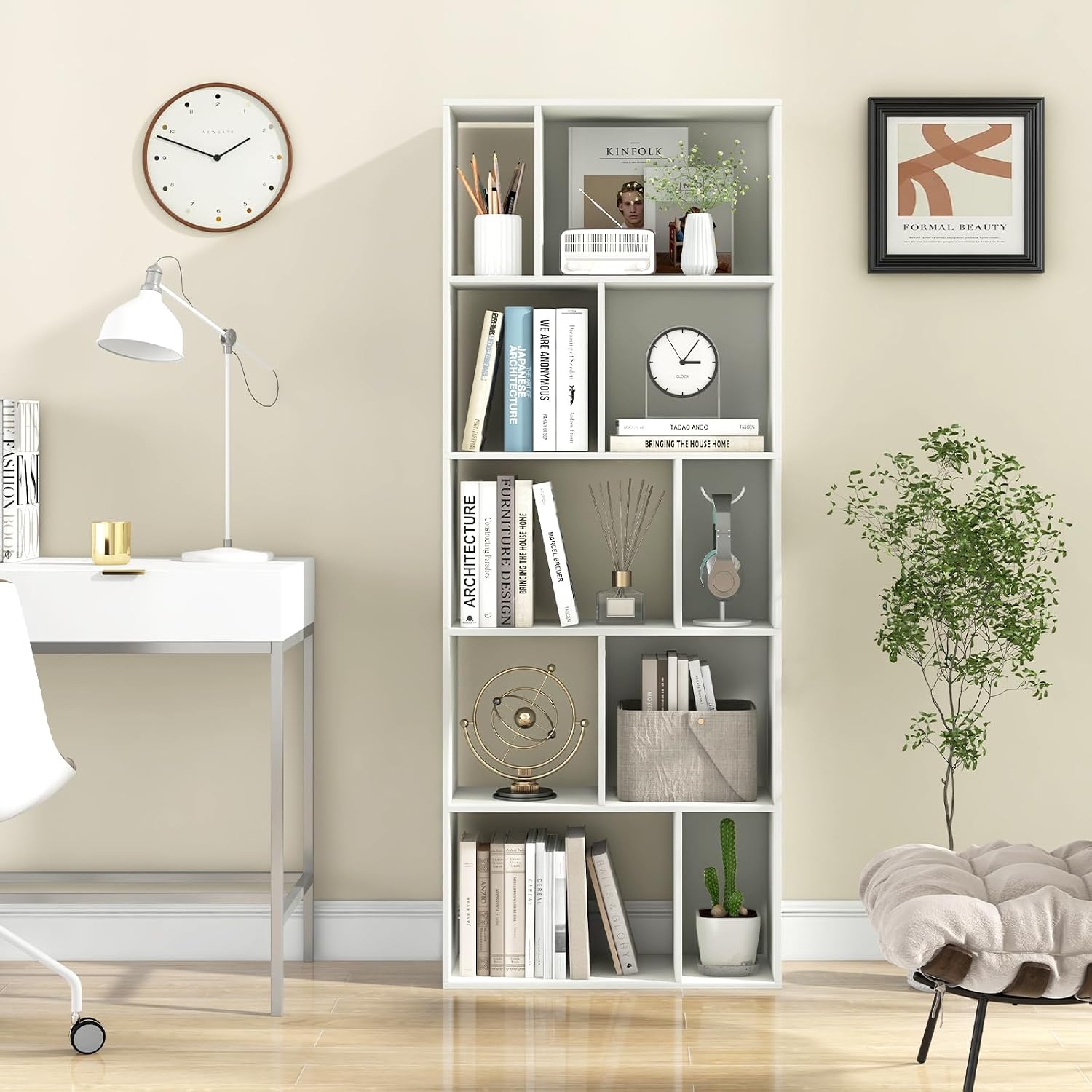 5-Tier Geometric Bookshelf