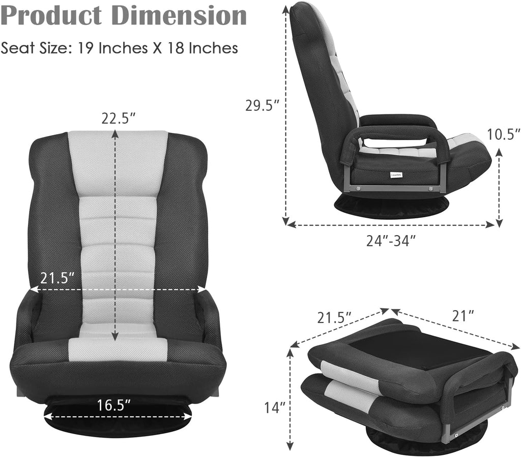Gray Swivel Foldable Floor Gaming Chair