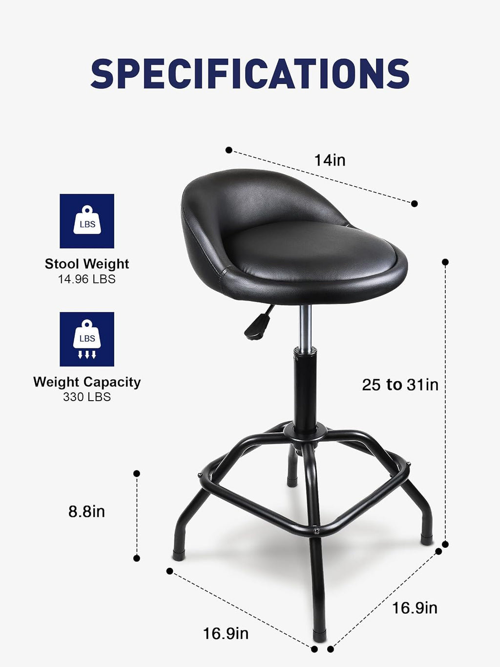 Adjustable Swivel Workshop Work Stool