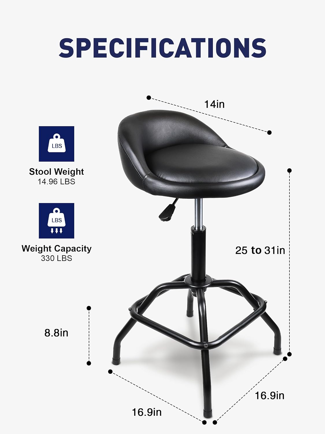Adjustable Swivel Workshop Work Stool