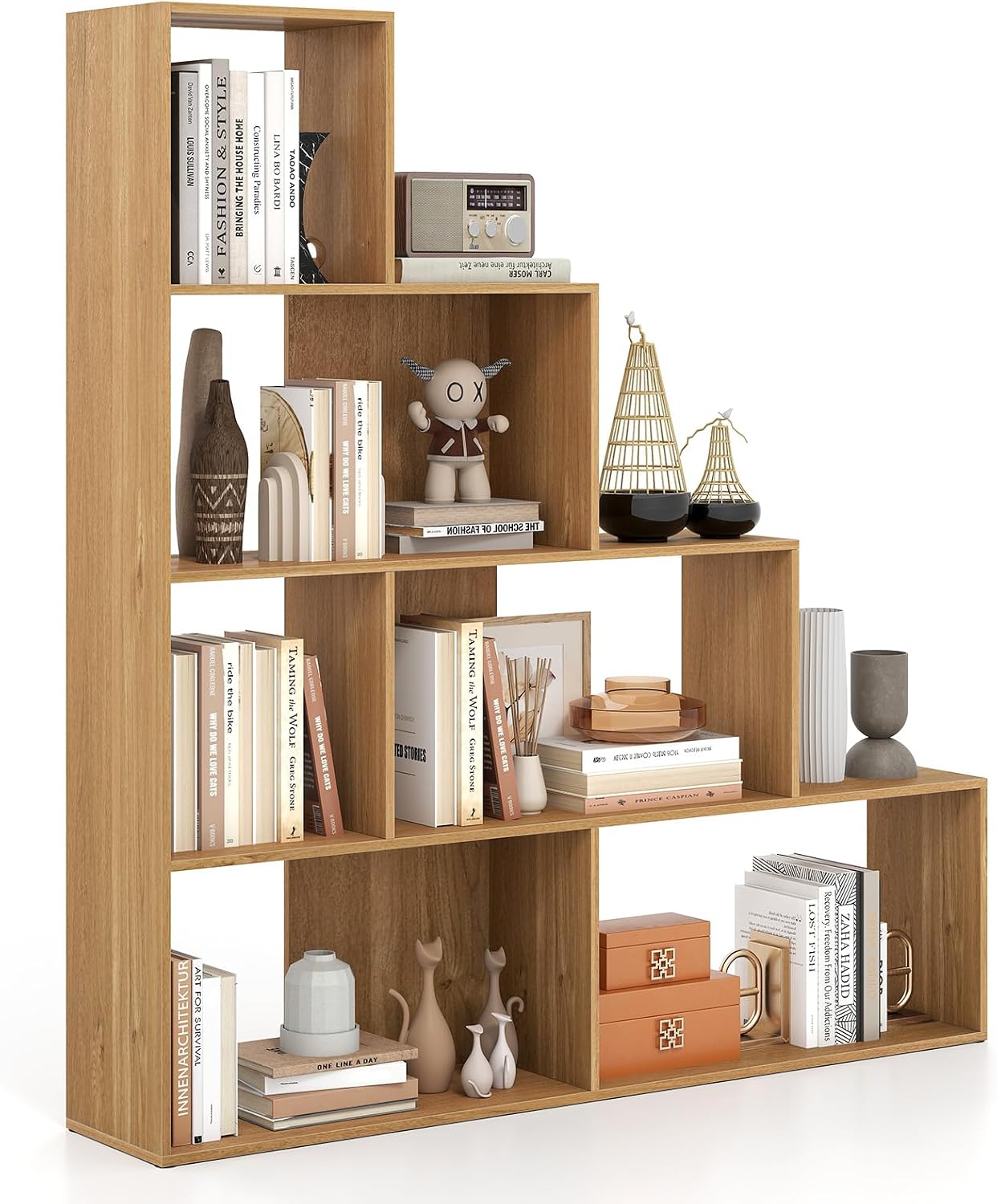 4-Tier Stepped Bookshelf