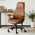 Mid-Century Modern Brown Leather Office Chair