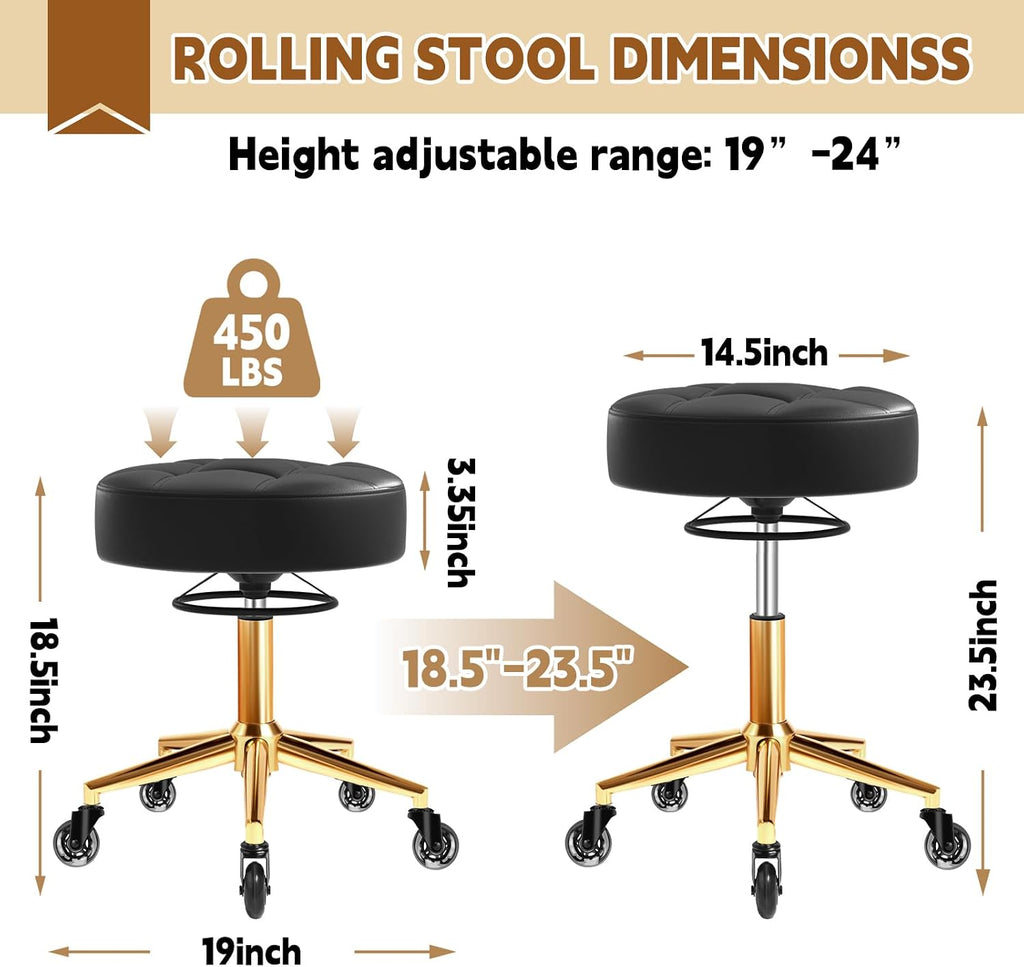 Heavy Duty Adjustable Rolling Swivel Stool