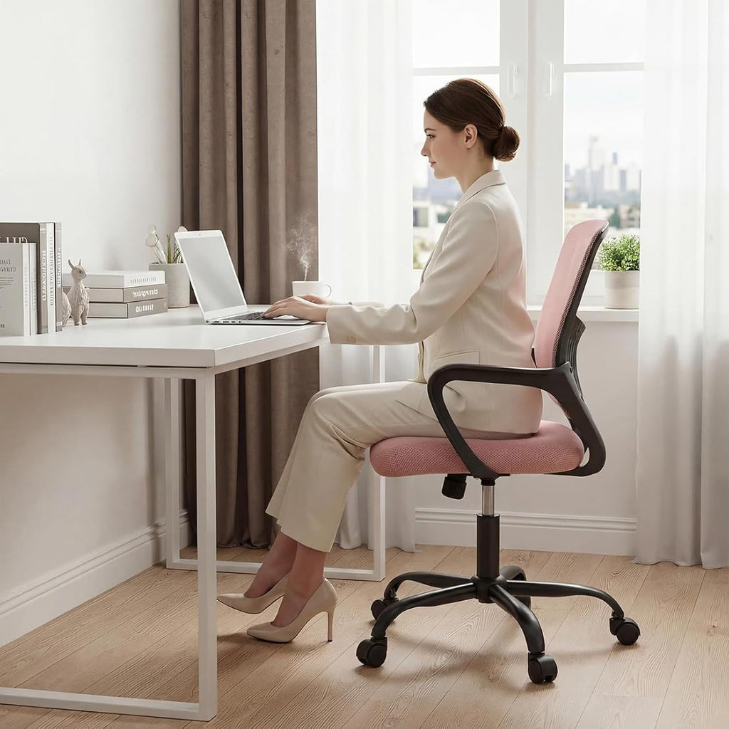 Pink Ergonomic Mid-Back Office Chair
