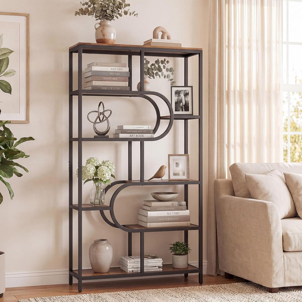 Geometric 8-Shelf Bookshelf