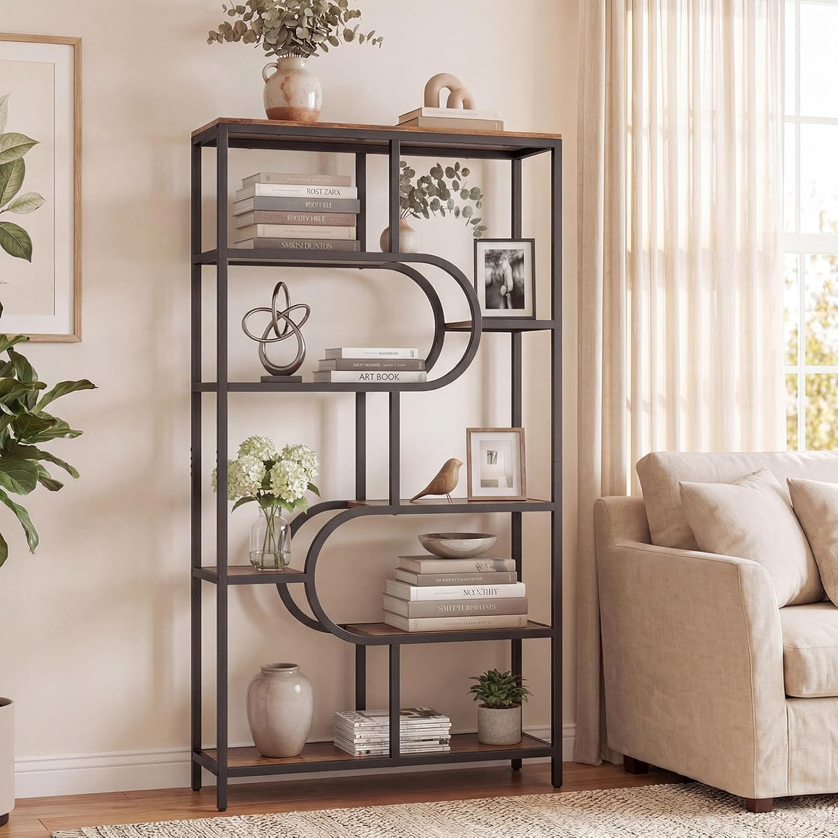 Geometric 8-Shelf Bookshelf