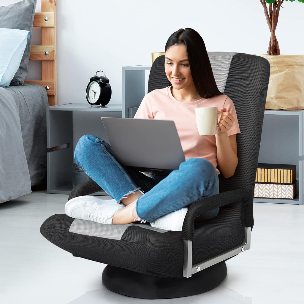 Gray Swivel Foldable Floor Gaming Chair