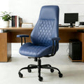 Mid-Century Modern Blue Leather Office Chair