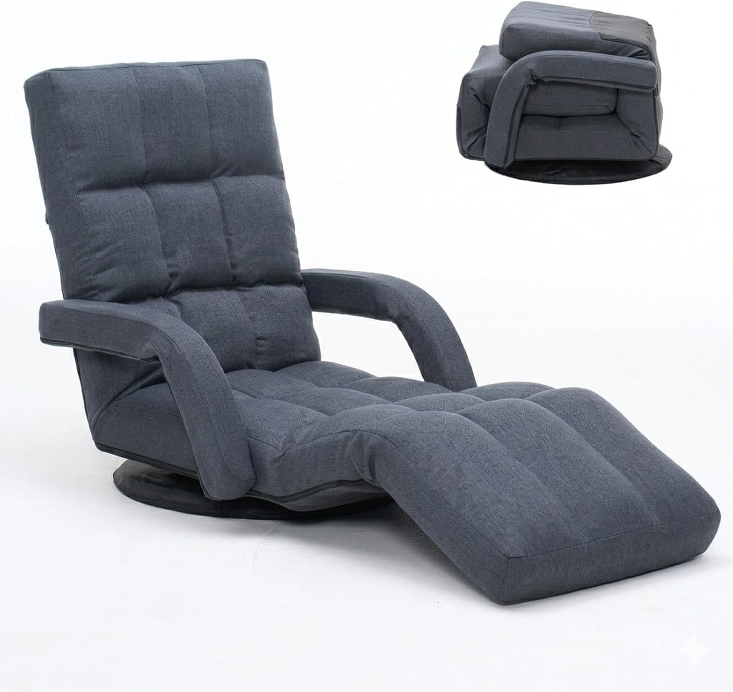 Grey Adjustable Reclining Swivel Floor Gaming Chair
