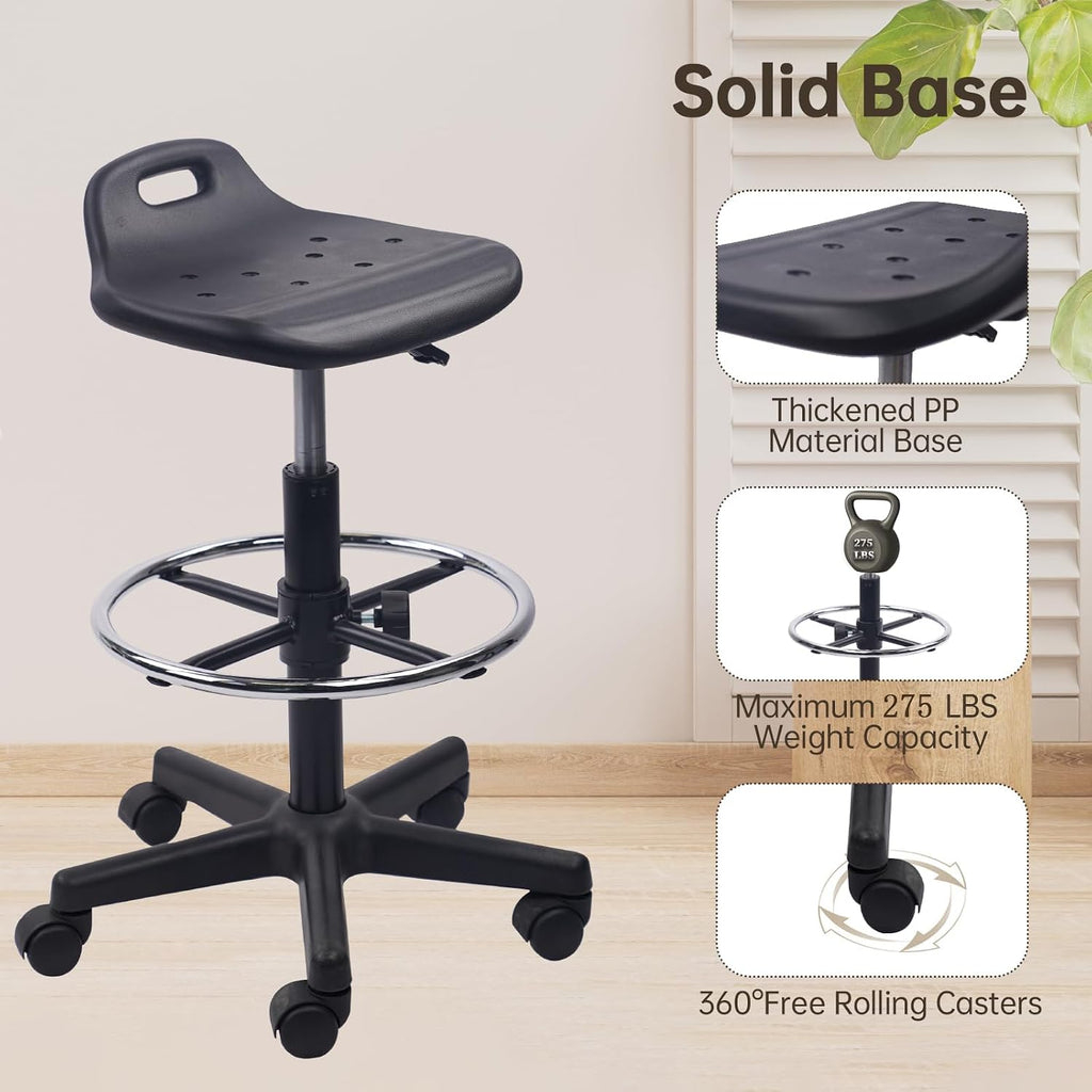 Adjustable Rolling Drafting Stool with Footrest
