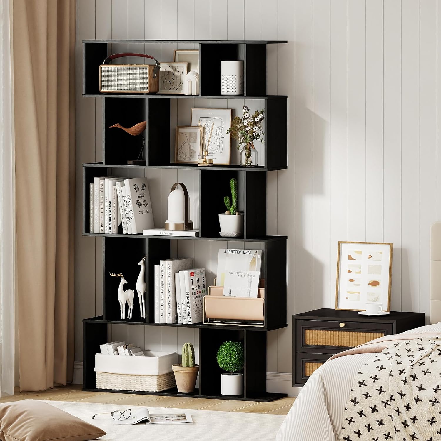 5-Tier S-Shaped Bookshelf