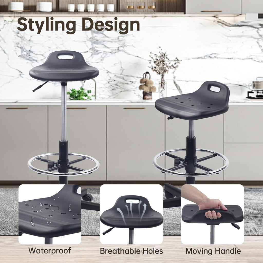 Adjustable Rolling Drafting Stool with Footrest