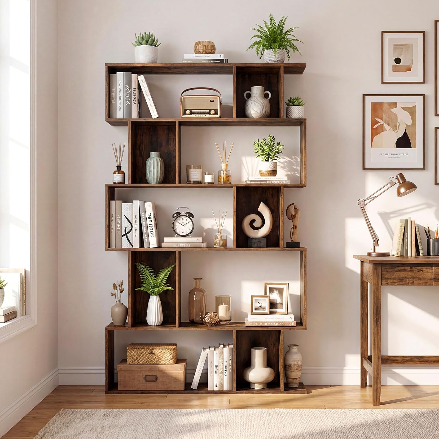 5-Tier Geometric Bookshelf