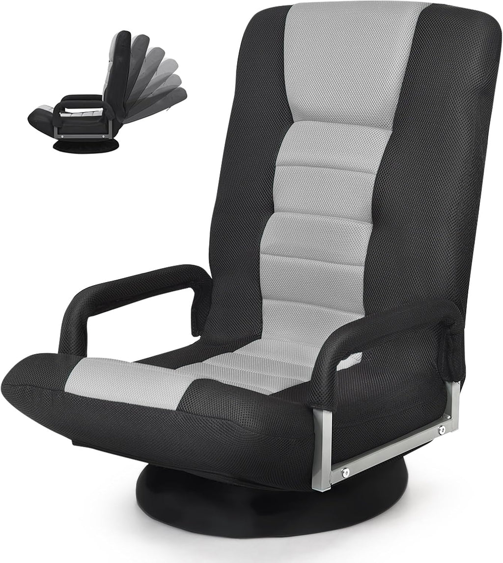 Gray Swivel Foldable Floor Gaming Chair