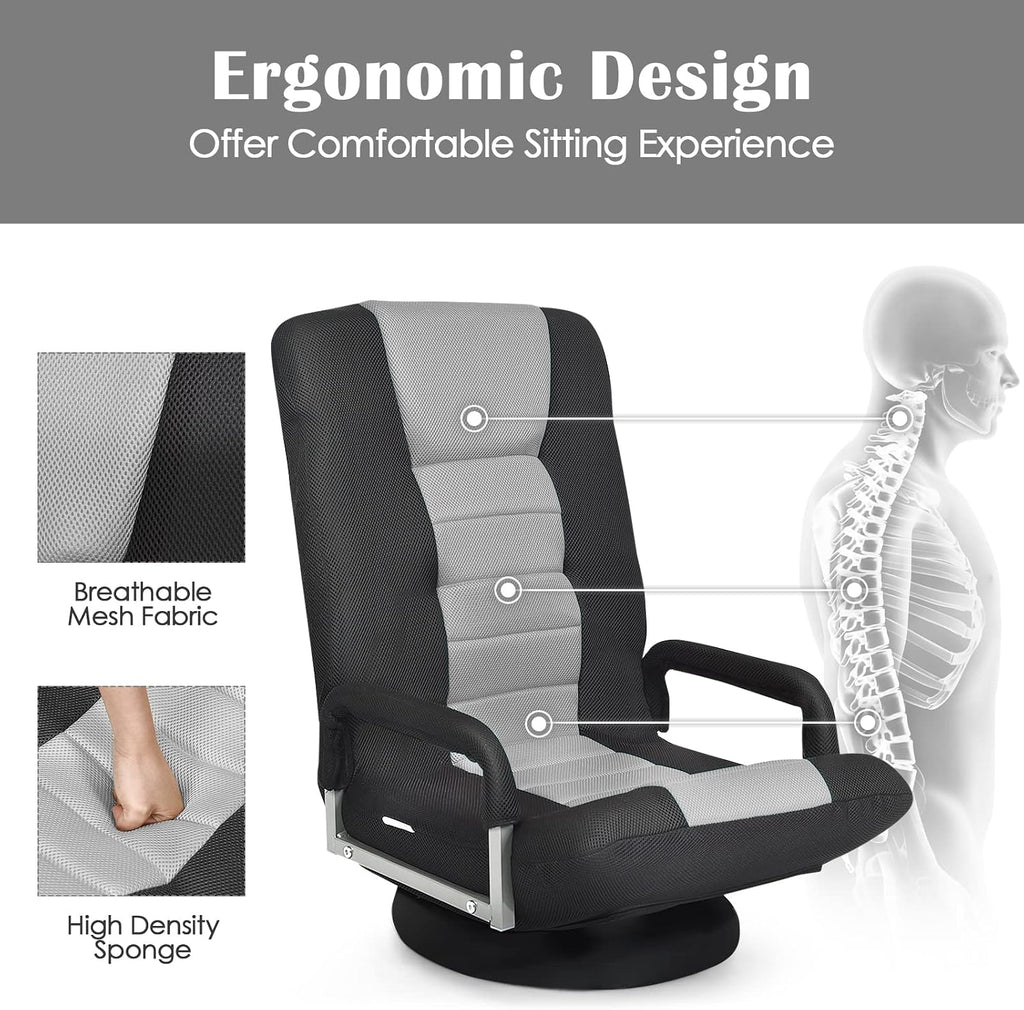 Gray Swivel Foldable Floor Gaming Chair