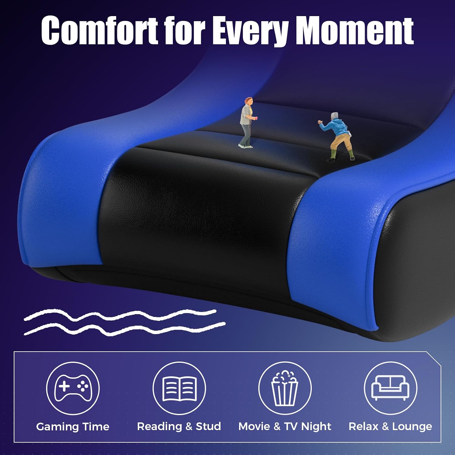 Blue Adjustable Floor Rocker Gaming Chair