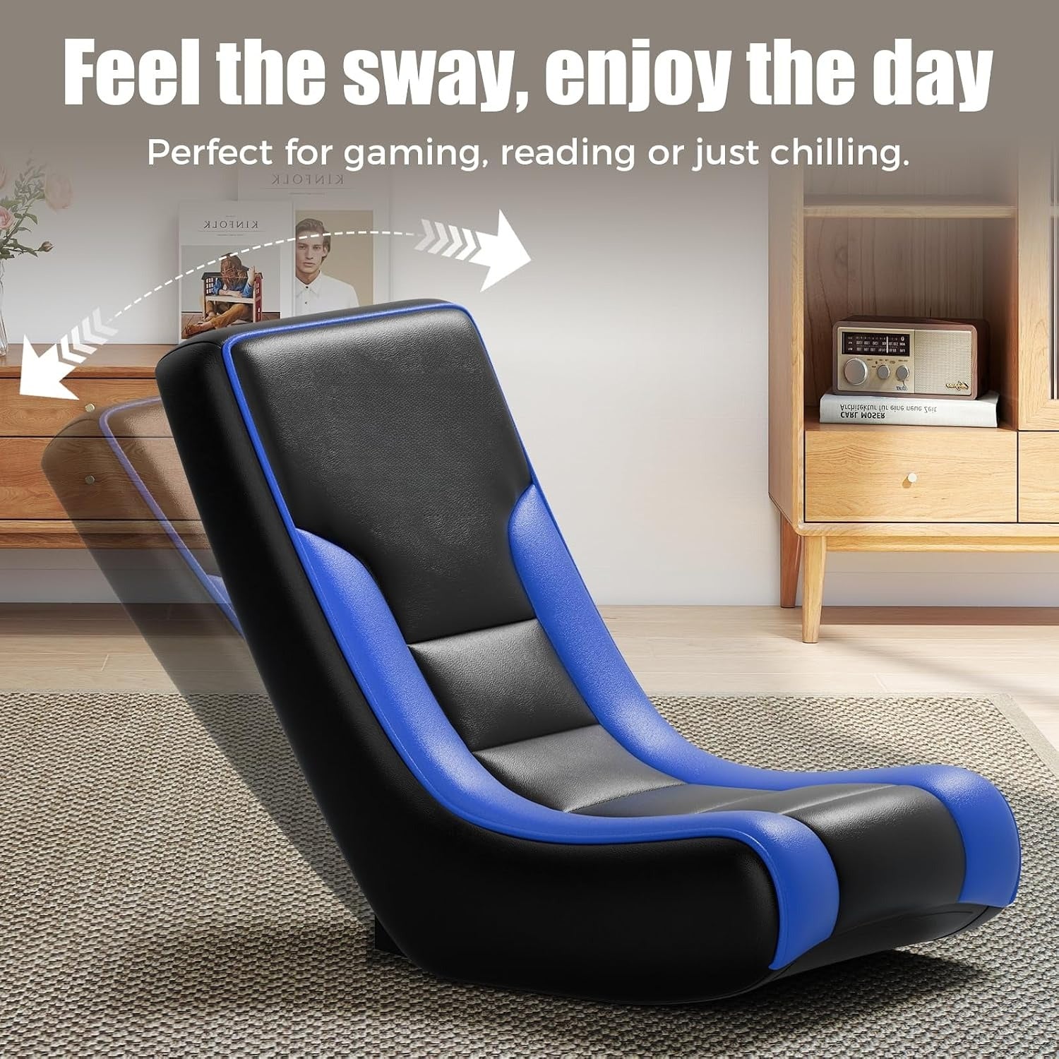 Blue Adjustable Floor Rocker Gaming Chair