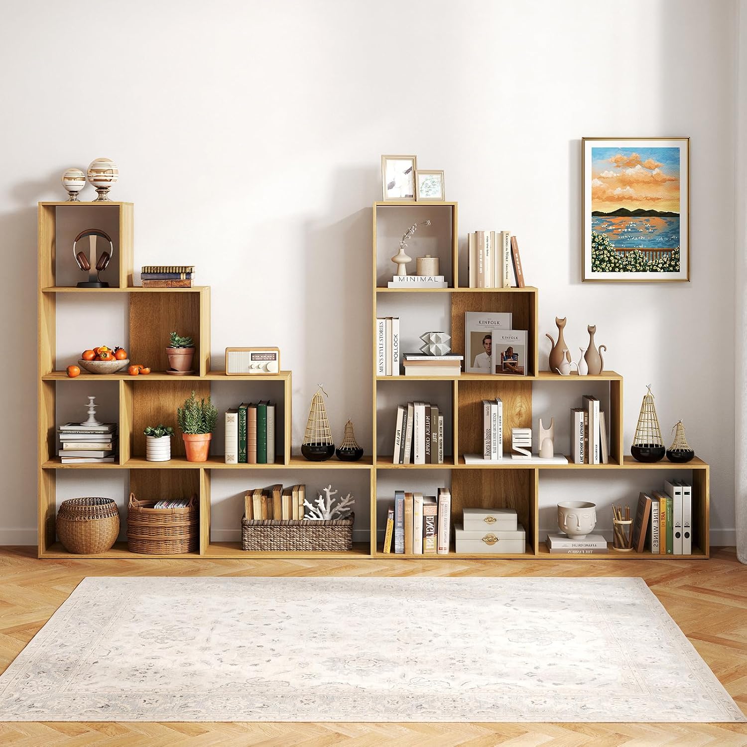4-Tier Stepped Bookshelf