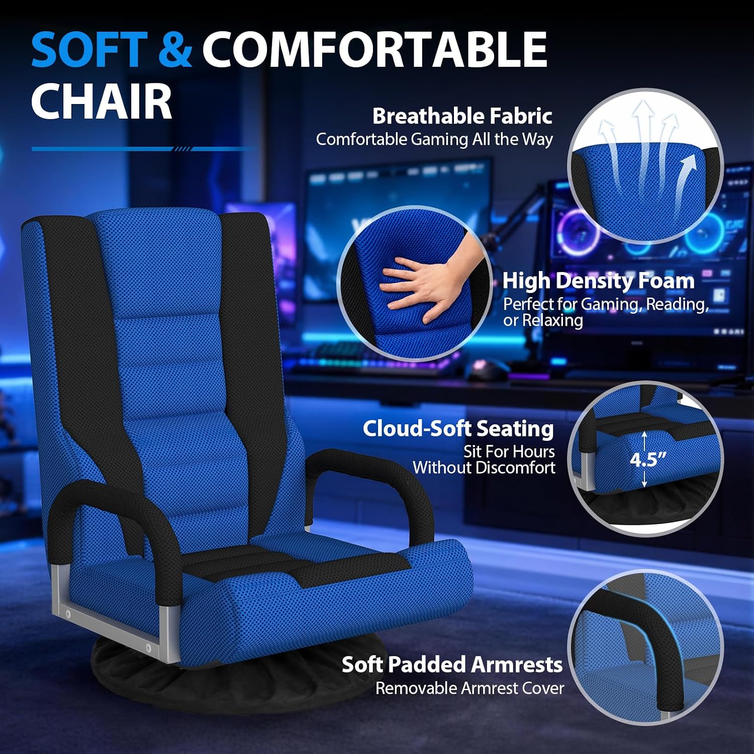 360° Swivel Foldable Floor Gaming Chair