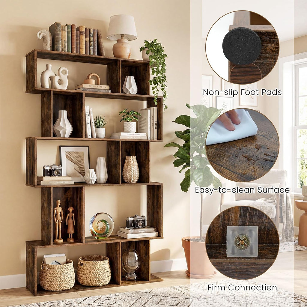 5-Tier Geometric Bookshelf