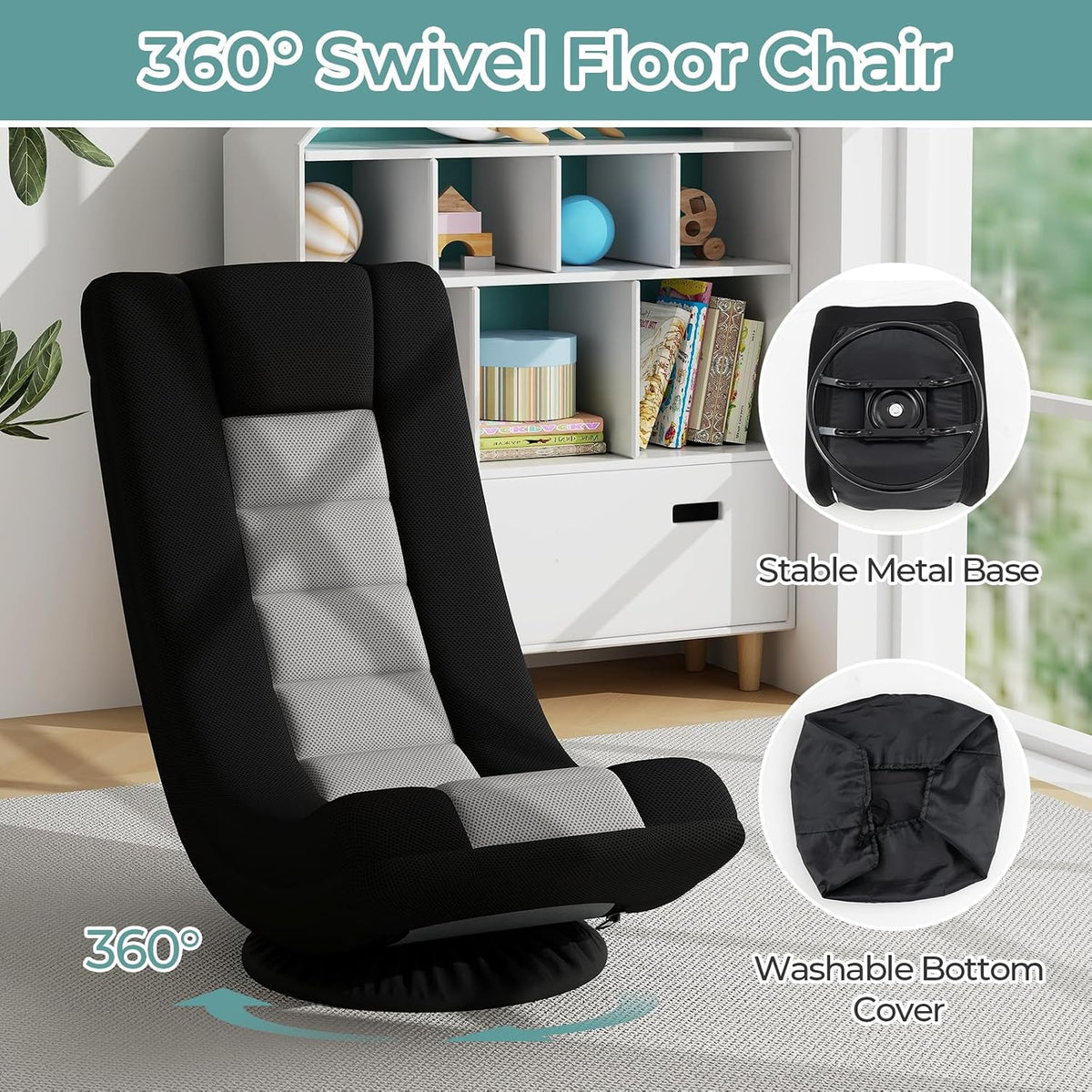 360°Swivel Foldable Floor Gaming Chair