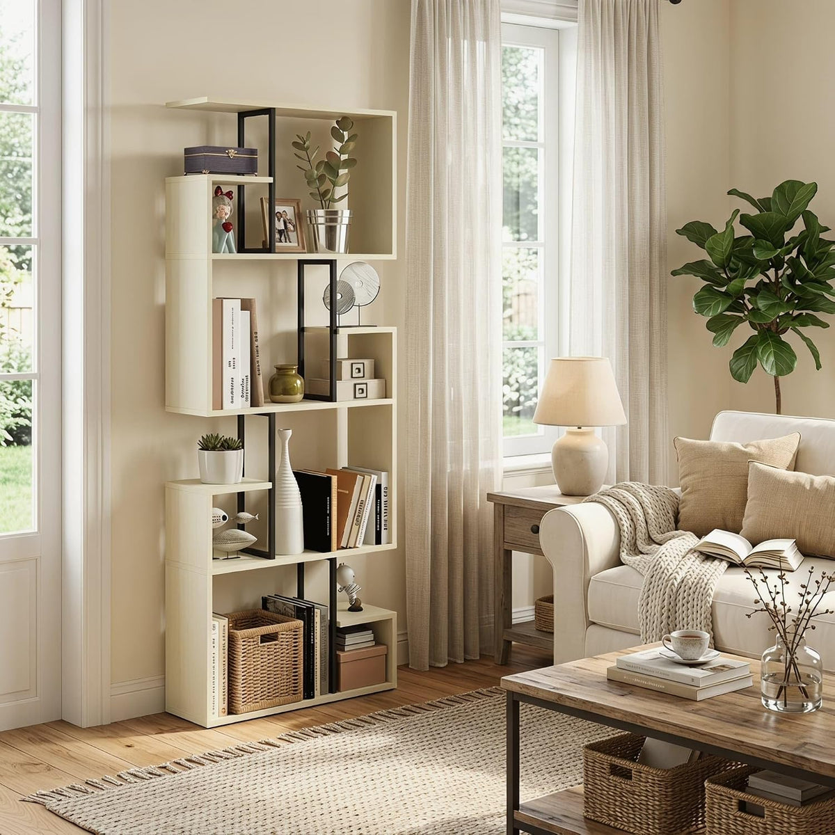 4-Tier Geometric Bookshelf