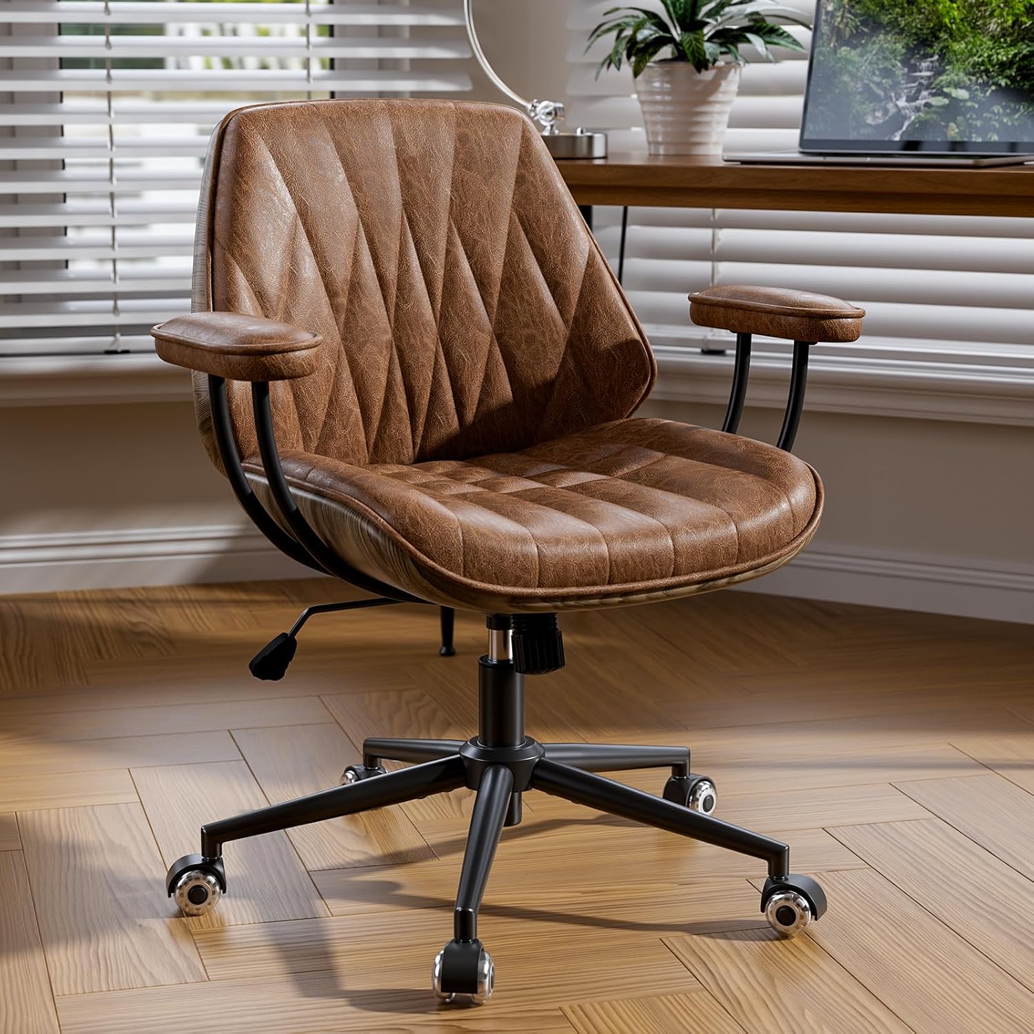Brown Faux Leather Executive Office Chair