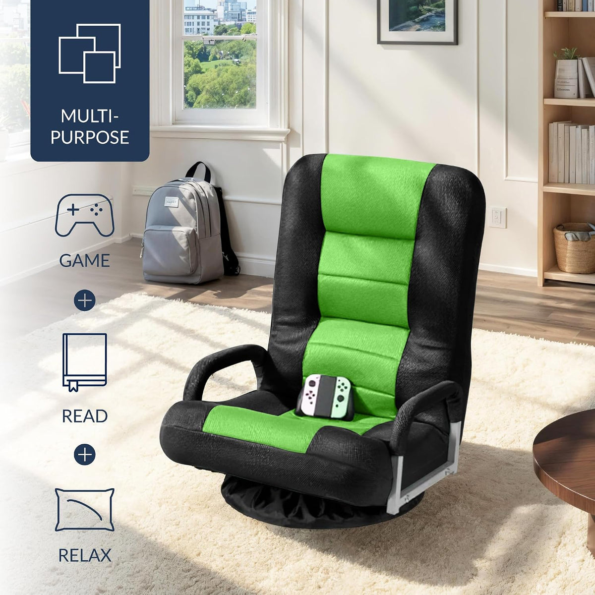 Best Choice Products Black & Green Swivel Floor Gaming Chair