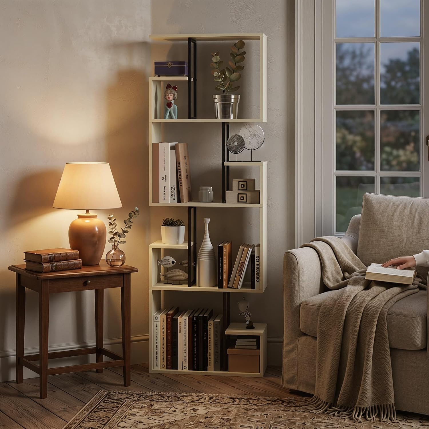 4-Tier Geometric Bookshelf
