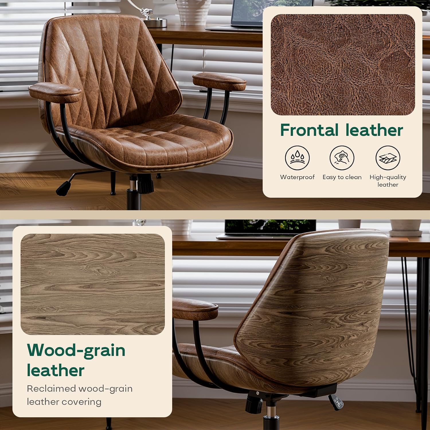 Brown Faux Leather Executive Office Chair