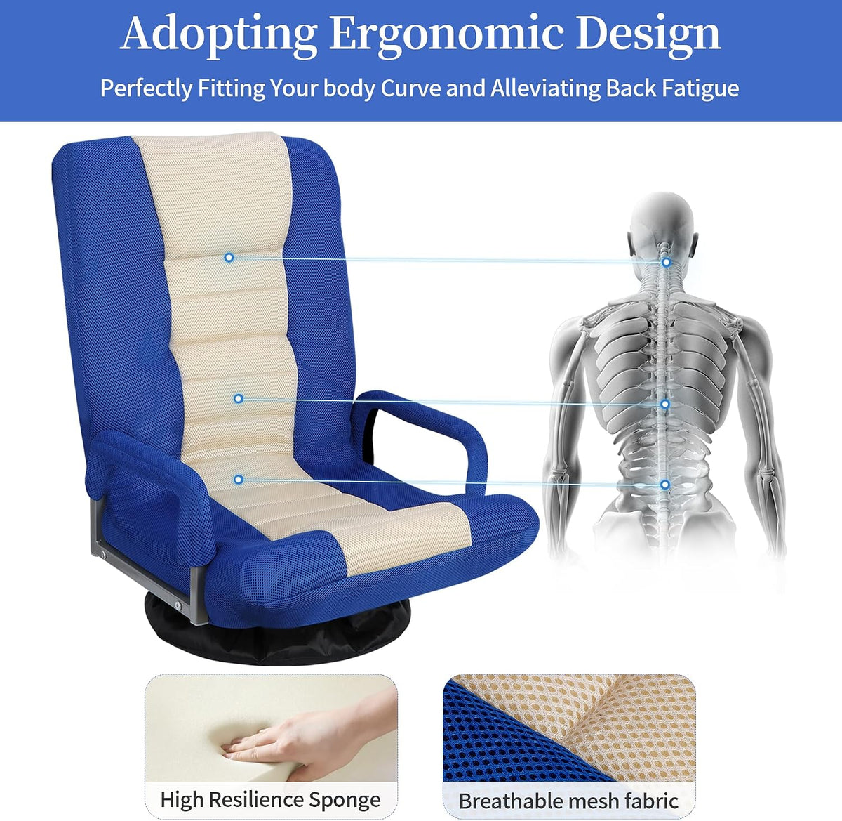 360° Swivel Foldable Floor Gaming Chair